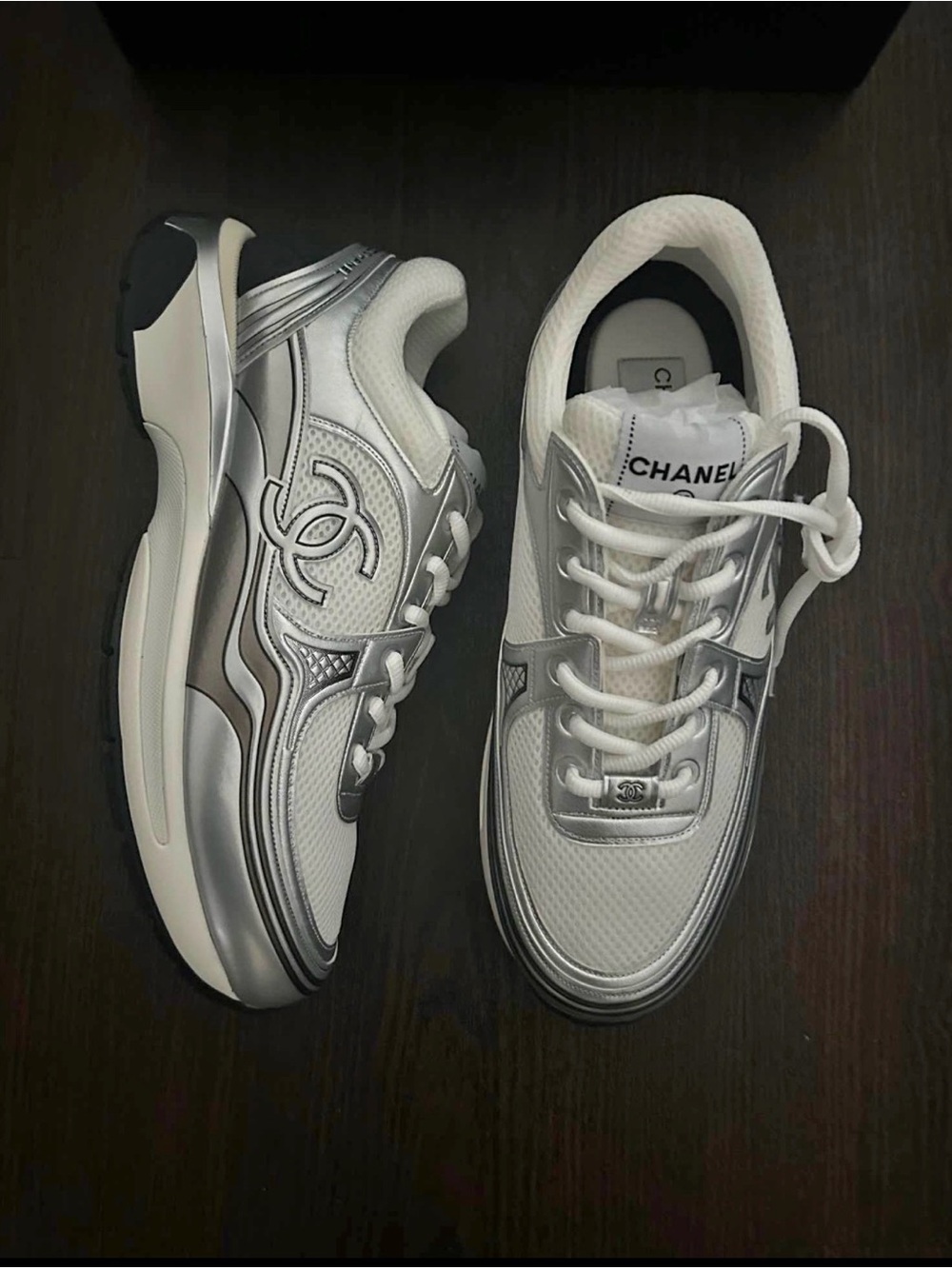 Silver Metallic Logo Men’s  Sneakers - Picture 4 of 5